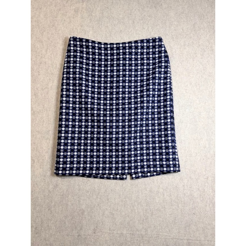 Talbots Pencil Skirt Womens 6P Blue White Dot Textured Classic Preppy Work